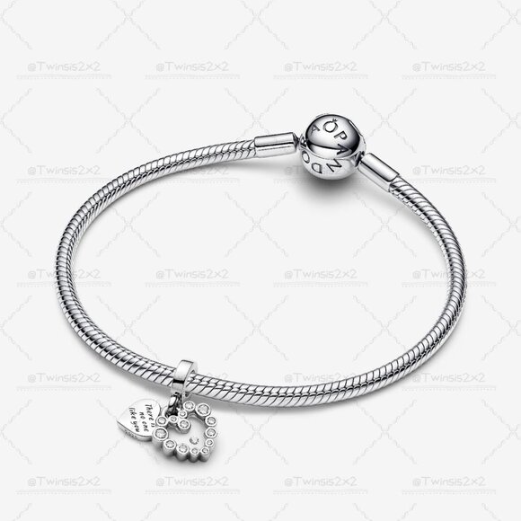 Pandora Sparkling Heart Double Dangle Charm - Picture 3 of 6